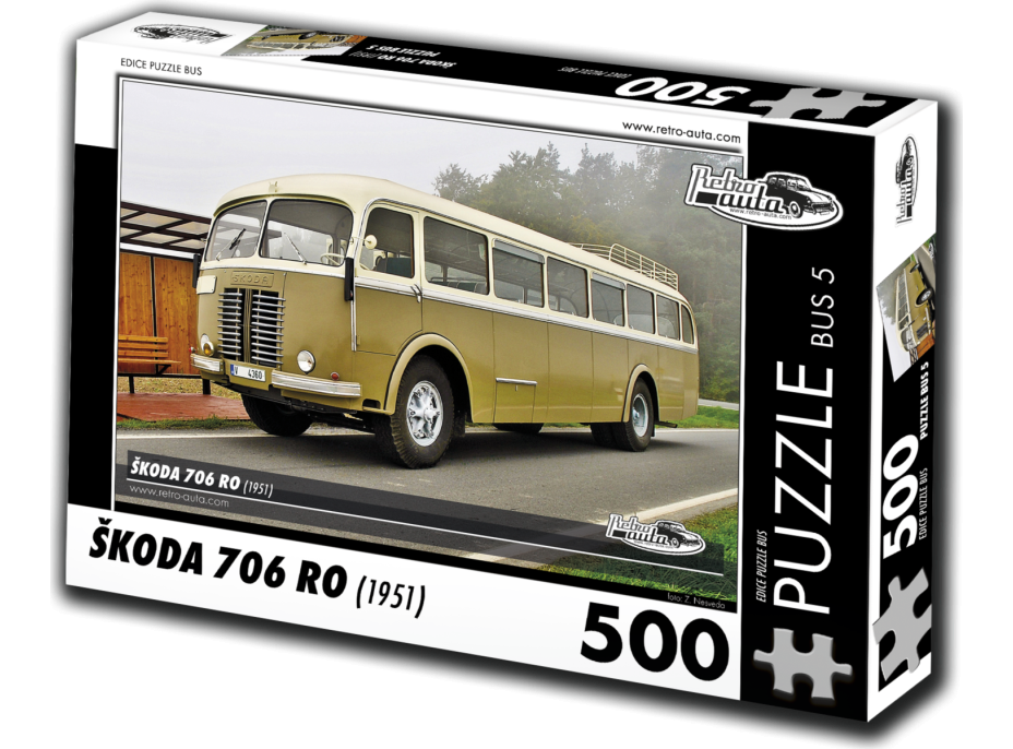 RETRO-AUTA Puzzle BUS č. 5 Škoda 706 RO (1951) 500 dílků