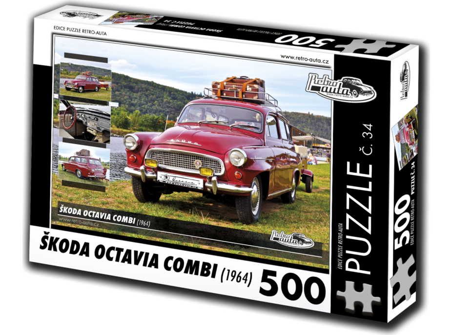 RETRO-AUTA Puzzle č. 34 Škoda Octavia Combi (1964) 500 dílků