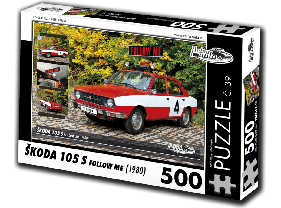 RETRO-AUTA Puzzle č. 39 Škoda 105 S Follow Me (1980) 500 dílků