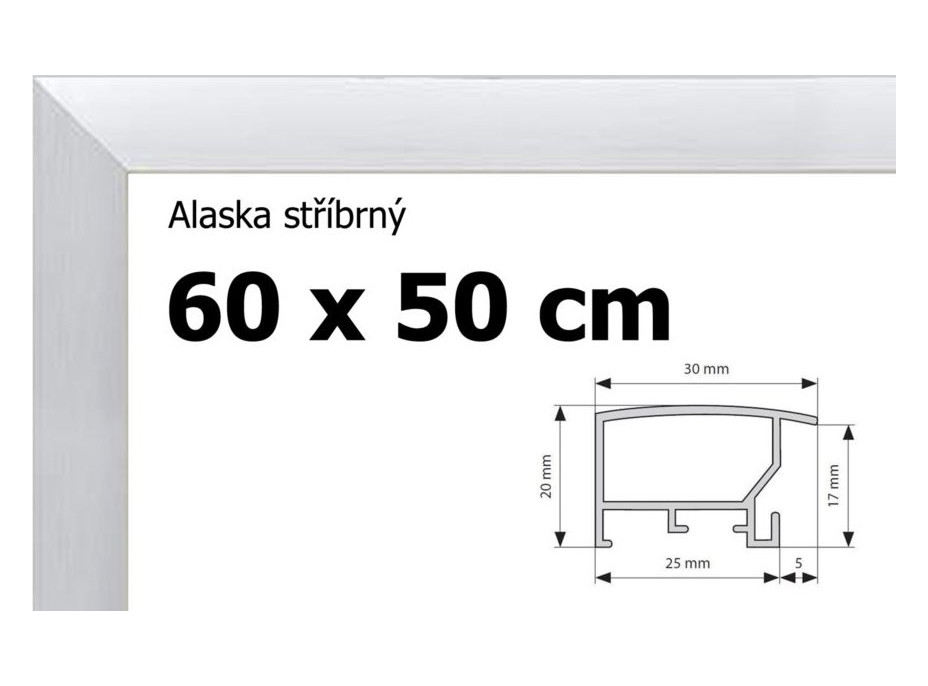 BFHM Alaska hliníkový rám na puzzle 60x50cm - stříbrný