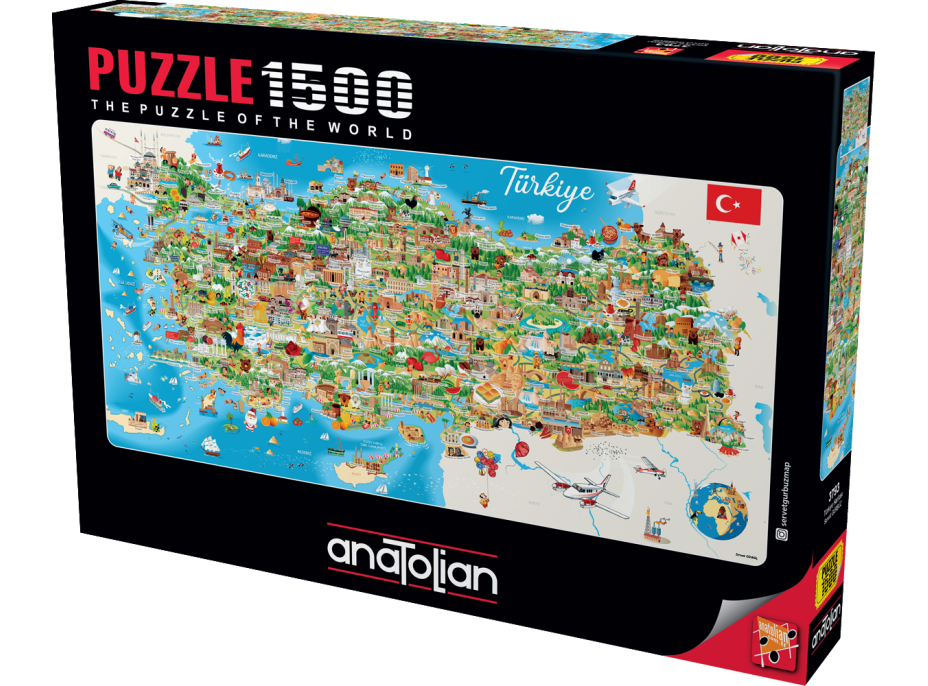 ANATOLIAN Panoramatické puzzle Mapa Turecka 1500 dílků