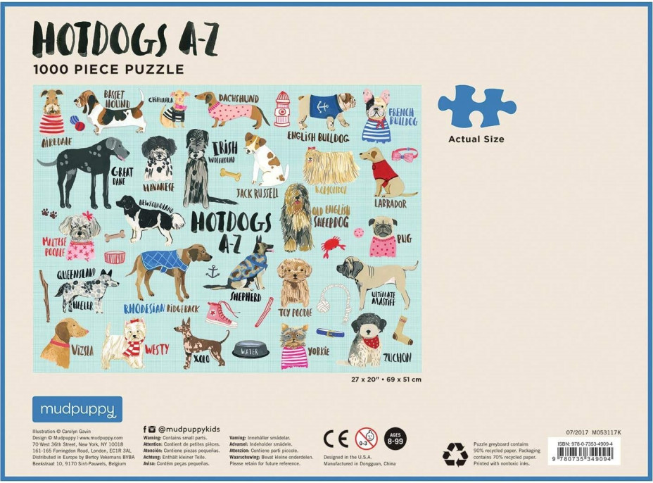 MUDPUPPY Puzzle Hot Dogs od A do Z 1000 dílků
