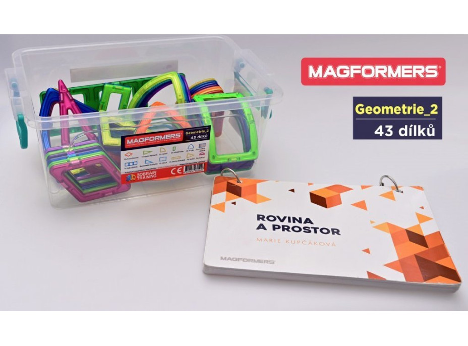 MAGFORMERS Geometrie 2: Rovina a prostor - box 43 dílků