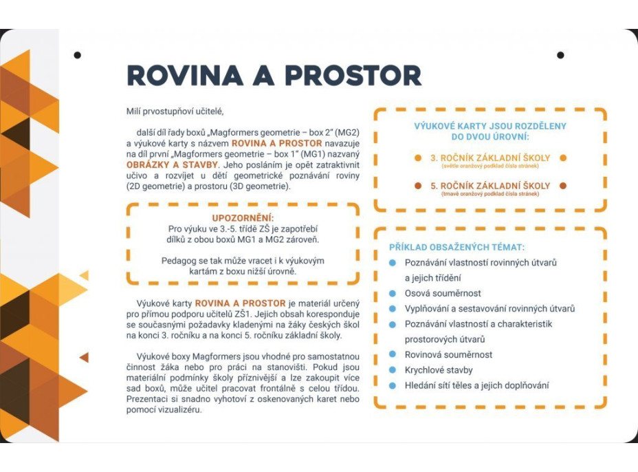 MAGFORMERS Geometrie 2: Rovina a prostor - box 43 dílků