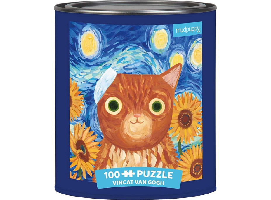 MUDPUPPY Puzzle v plechovce Artsy Cats: Vincat Van Gogh 100 dílků