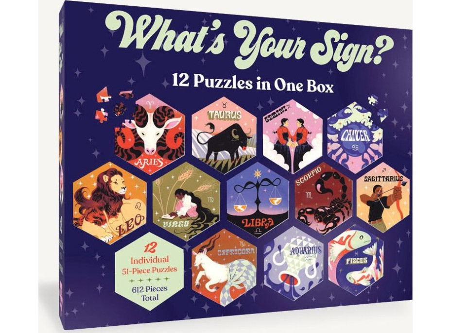 CHRONICLE BOOKS Sada 12 puzzle Jaké je vaše znamení? 612 dílků