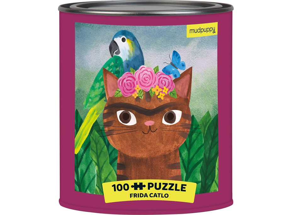 MUDPUPPY Puzzle v plechovce Artsy Cats: Frida Catlo 100 dílků