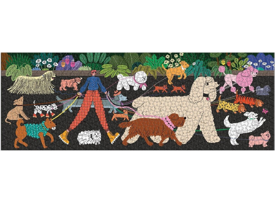 GALISON Panoramatické puzzle Venčení psů 1000 dílků