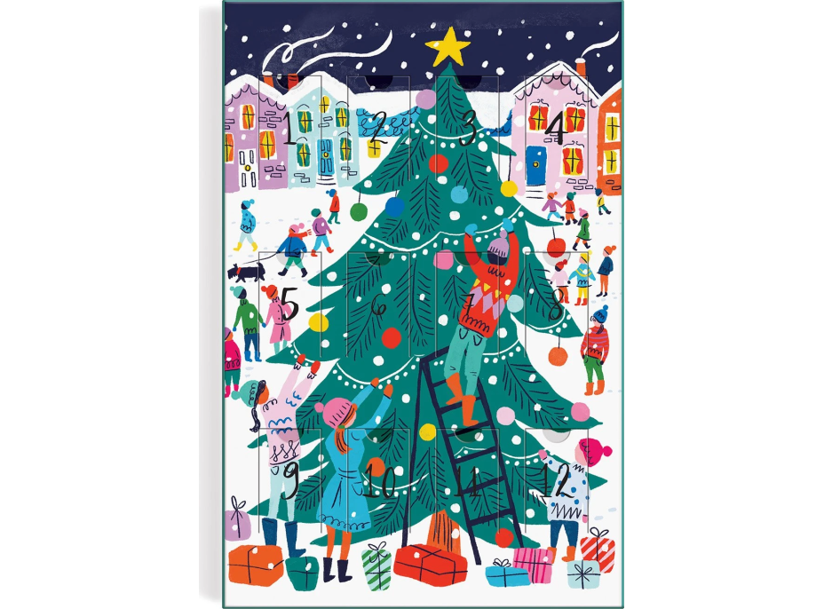 GALISON Puzzle Adventní kalendář: Veselé a třpytivé 12x80 dílků