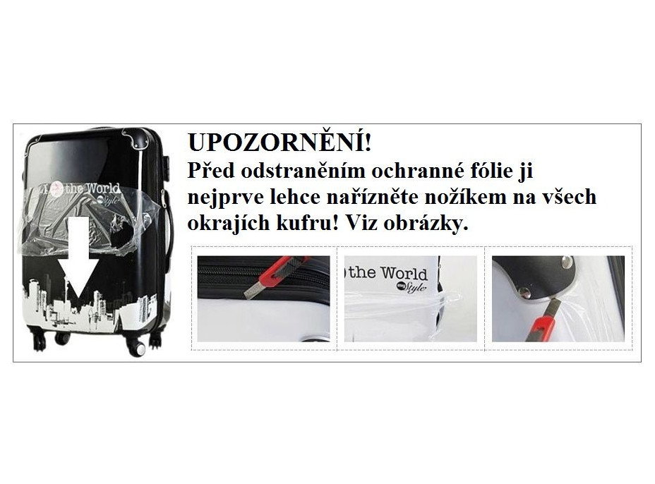Moderní cestovní kufry WORLD - upozornění