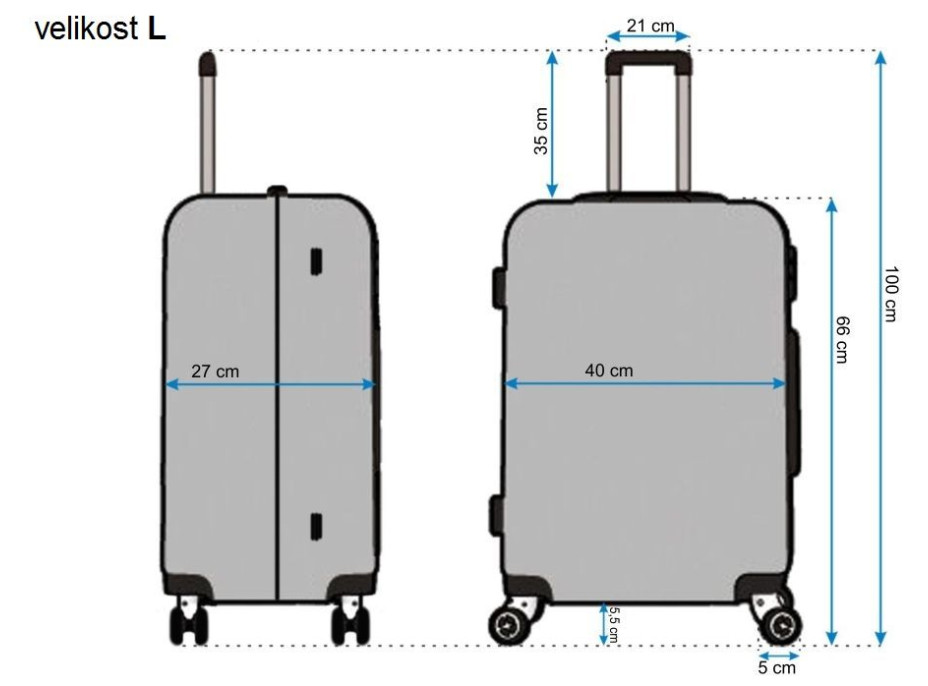 Moderní cestovní kufry DIAMOND - rozměry vel. L