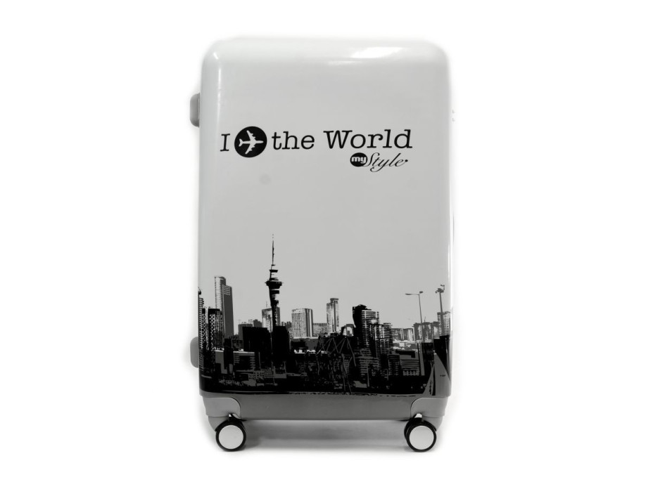 Moderní cestovní kufry WORLD - bílé