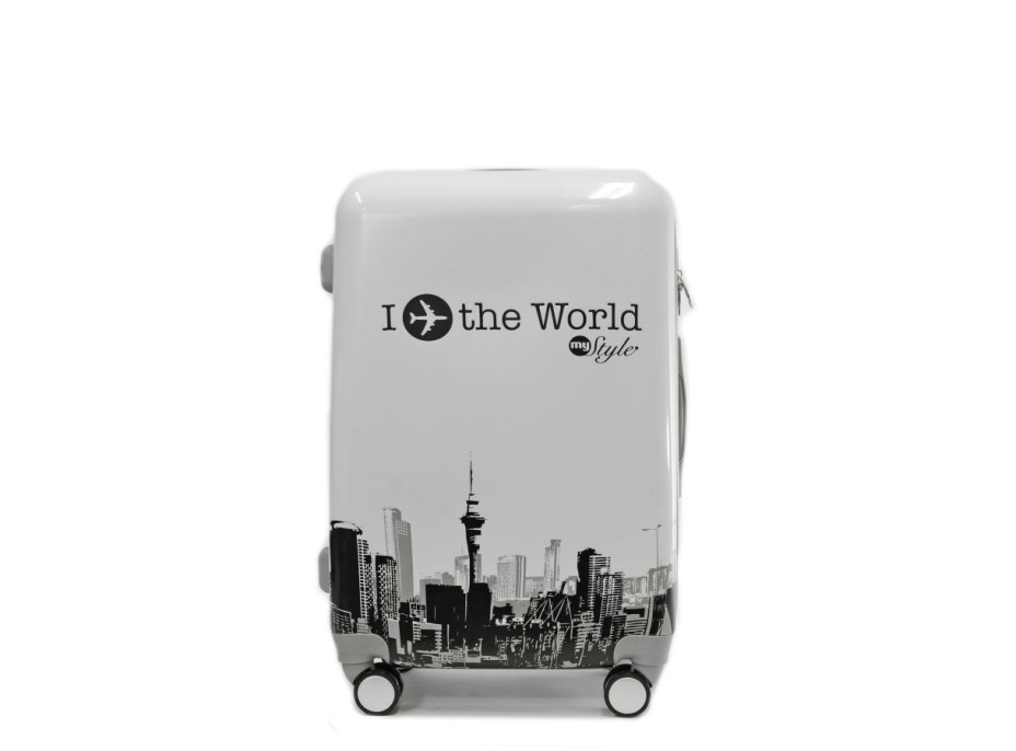 Moderní cestovní kufry WORLD - bílé