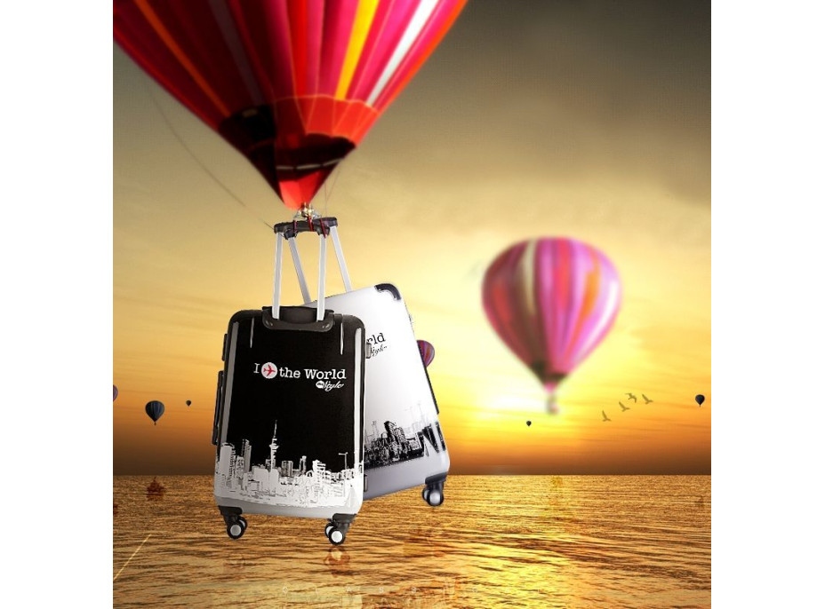Moderní cestovní kufry WORLD - bílé