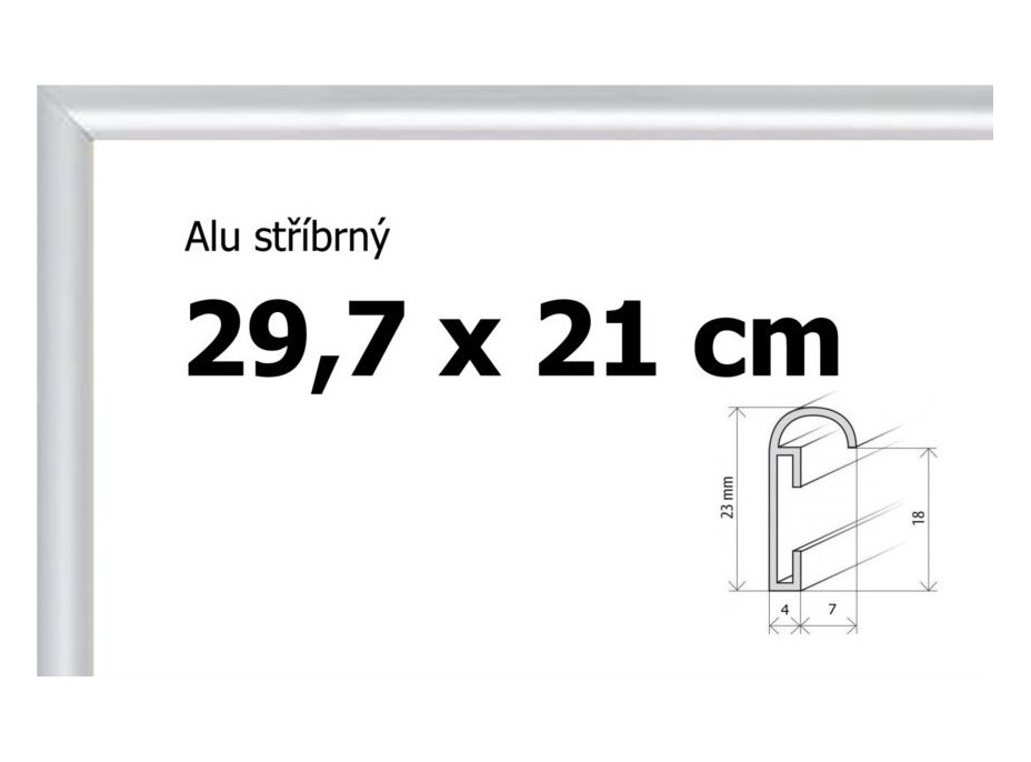 BFHM Hliníkový rám 29,7x21cm A4 - stříbrný