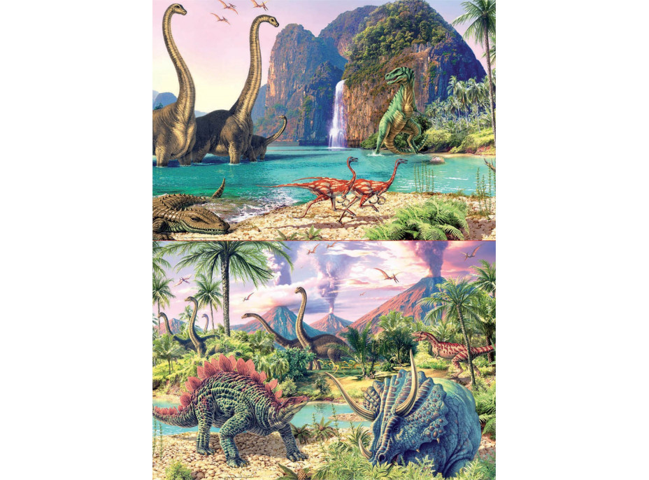 EDUCA Puzzle Panorama Dinosauří svět 2x100 dílků