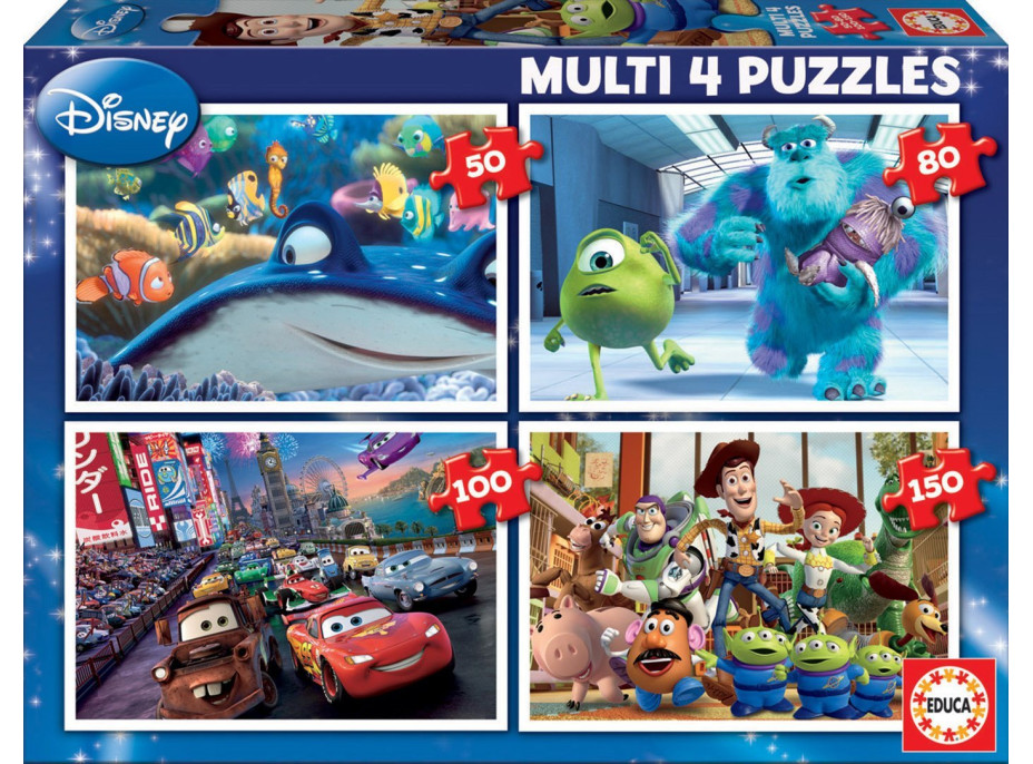 EDUCA Puzzle Disney Pixar Mix 4v1 (50,80,100,150 dílků)