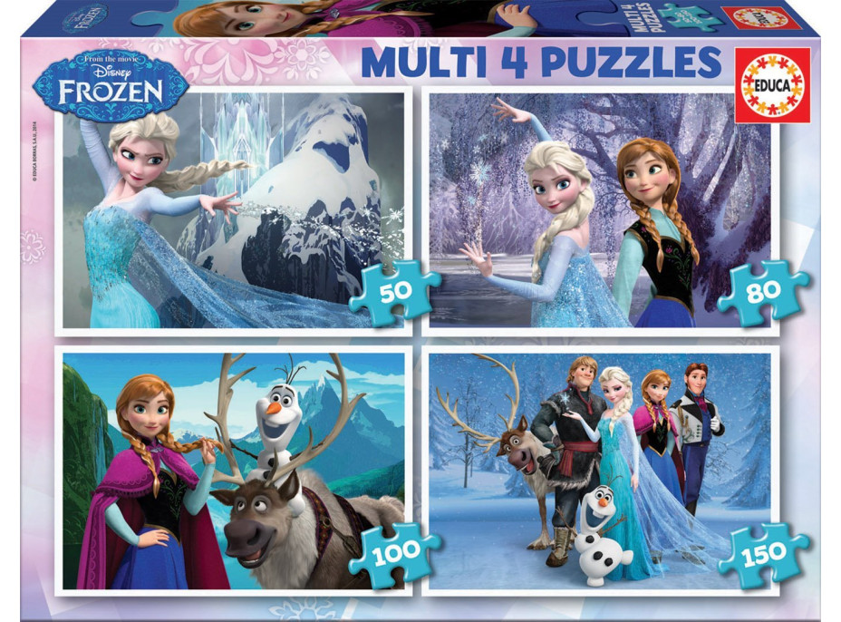 EDUCA Puzzle Ledové království 4v1 (50,80,100,150 dílků)