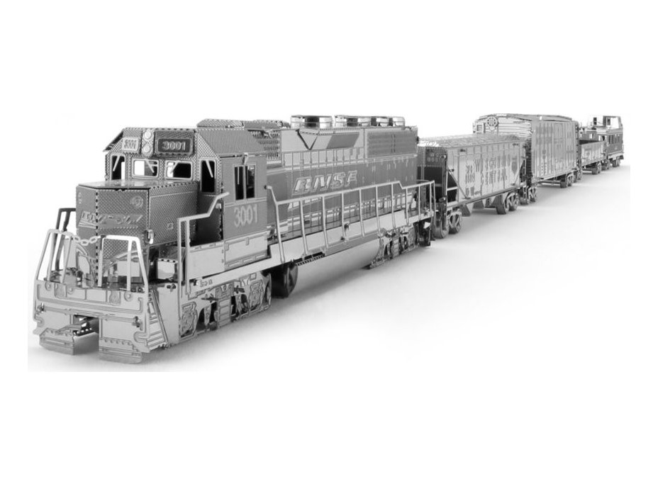 METAL EARTH 3D puzzle Nákladní lokomotiva se 4 vagony (deluxe set)