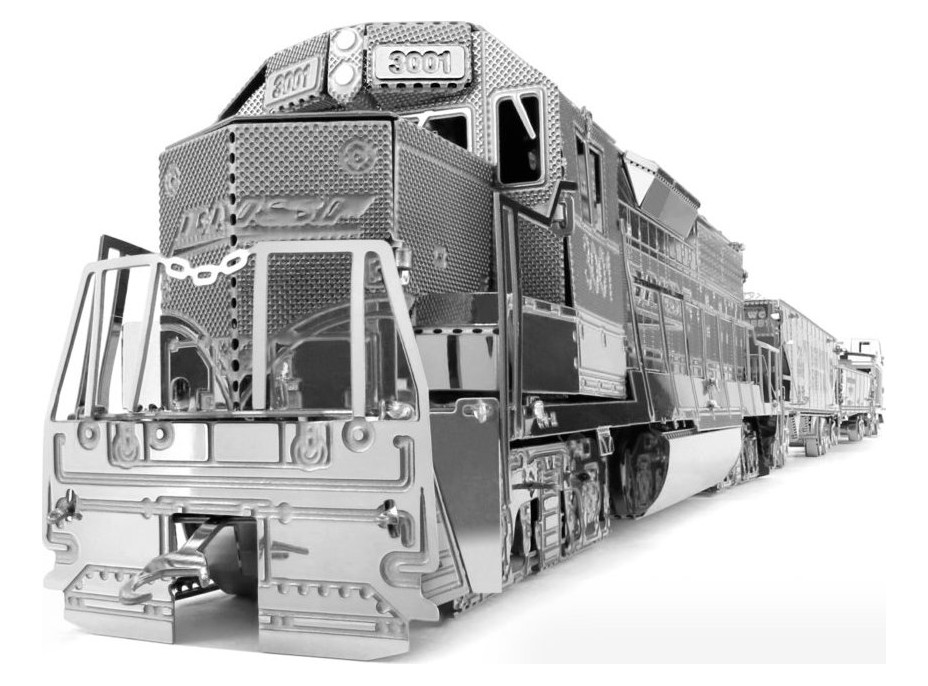 METAL EARTH 3D puzzle Nákladní lokomotiva se 4 vagony (deluxe set)
