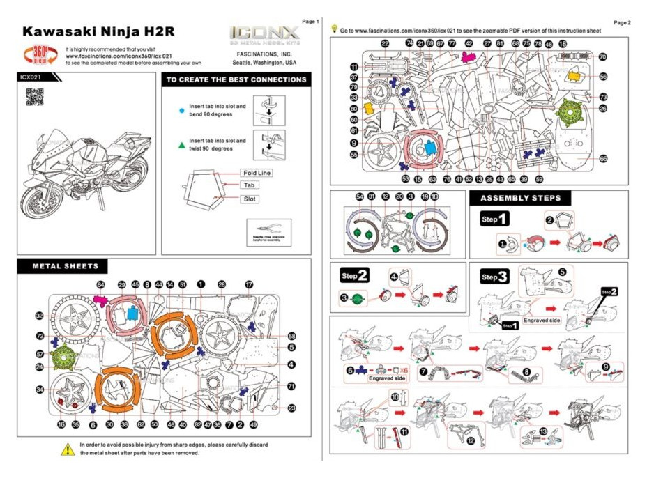 METAL EARTH 3D puzzle Kawasaki Ninja H2R (ICONX)
