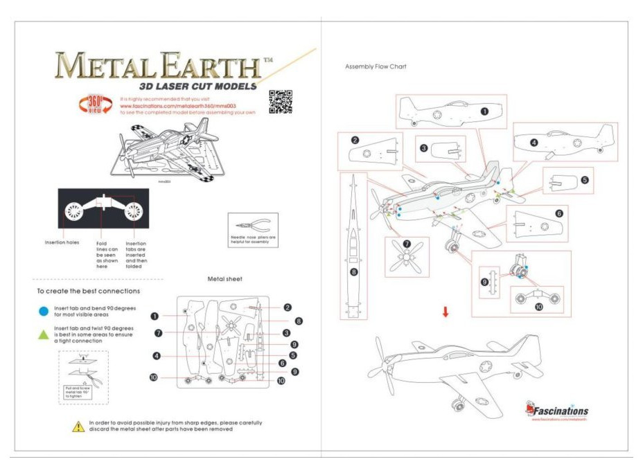METAL EARTH 3D puzzle Letadlo Mustang P-51