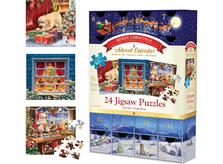EUROGRAPHICS Puzzle Adventní kalendář: Veselé Vánoce 24x50 dílků