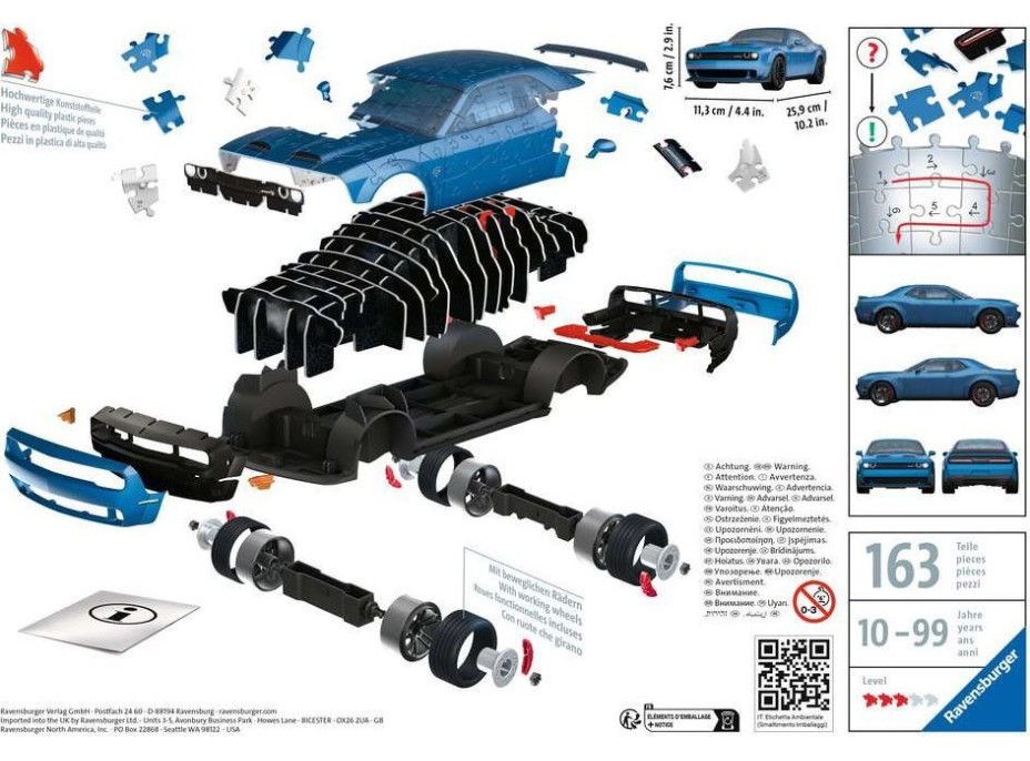 RAVENSBURGER 3D puzzle Dodge Challenger SRT Hellcat Widebody 163 dílků