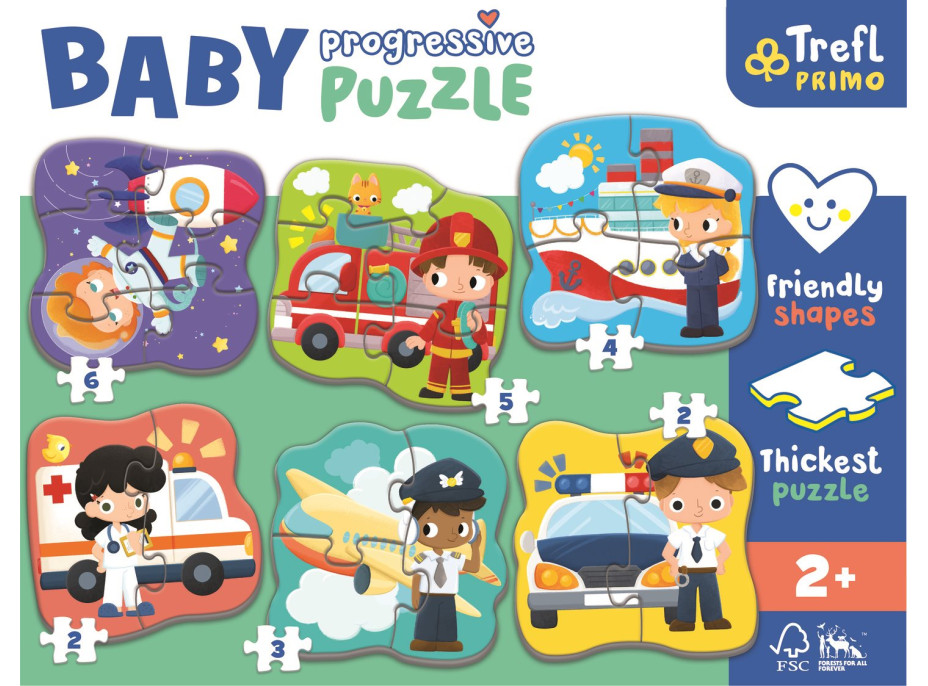 TREFL Baby puzzle Povolání a vozidla 6v1 (2-6 dílků)