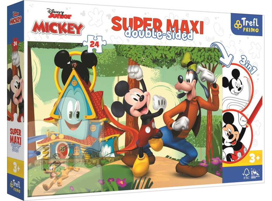 TREFL Oboustranné puzzle Mickeyho klubík SUPER MAXI 24 dílků