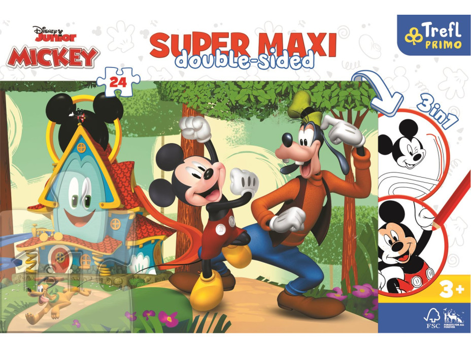 TREFL Oboustranné puzzle Mickeyho klubík SUPER MAXI 24 dílků