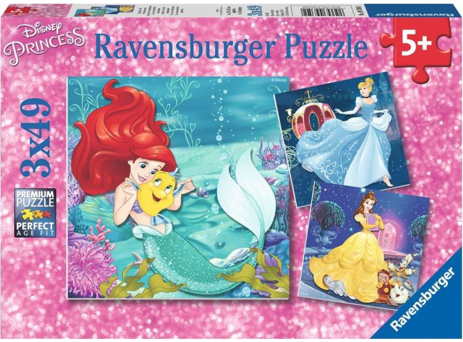 RAVENSBURGER Puzzle Disney princezny: Dobrodružství 3x49 dílků