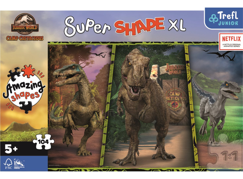 TREFL Puzzle Super Shape XL Jurský svět: Křídový kemp 104 dílků