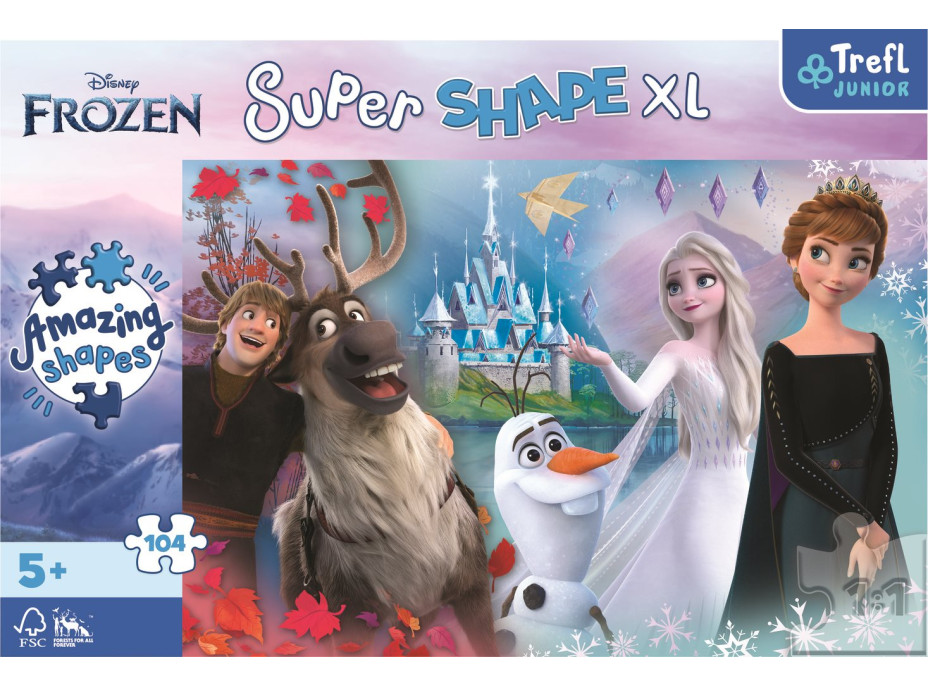TREFL Puzzle Super Shape XL Ledové království 2: Ve světě Anny a Elsy 104 dílků