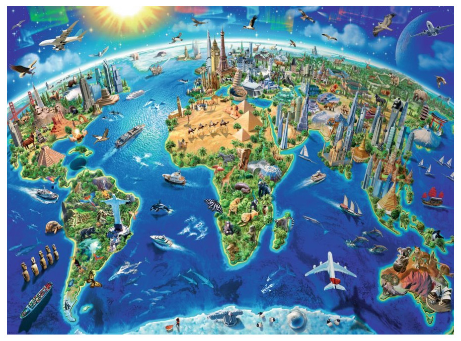 RAVENSBURGER Puzzle Mapa světových památek XXL 300 dílků