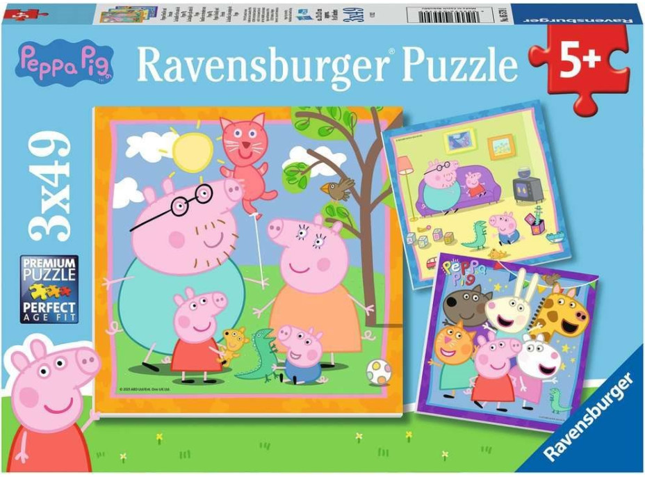 RAVENSBURGER Puzzle Prasátko Peppa 3x49 dílků