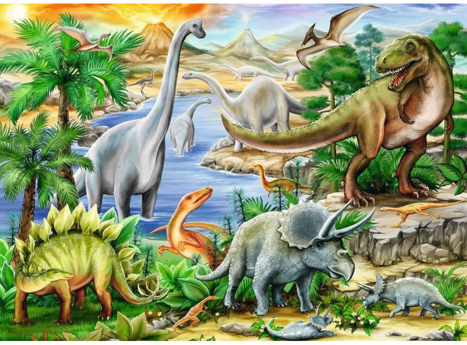 RAVENSBURGER Puzzle Prehistorický život 60 dílků