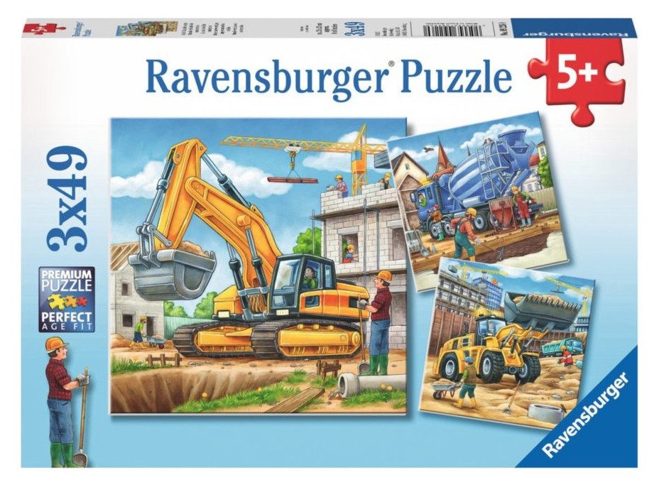 RAVENSBURGER Puzzle Stavební stroje 3x49 dílků