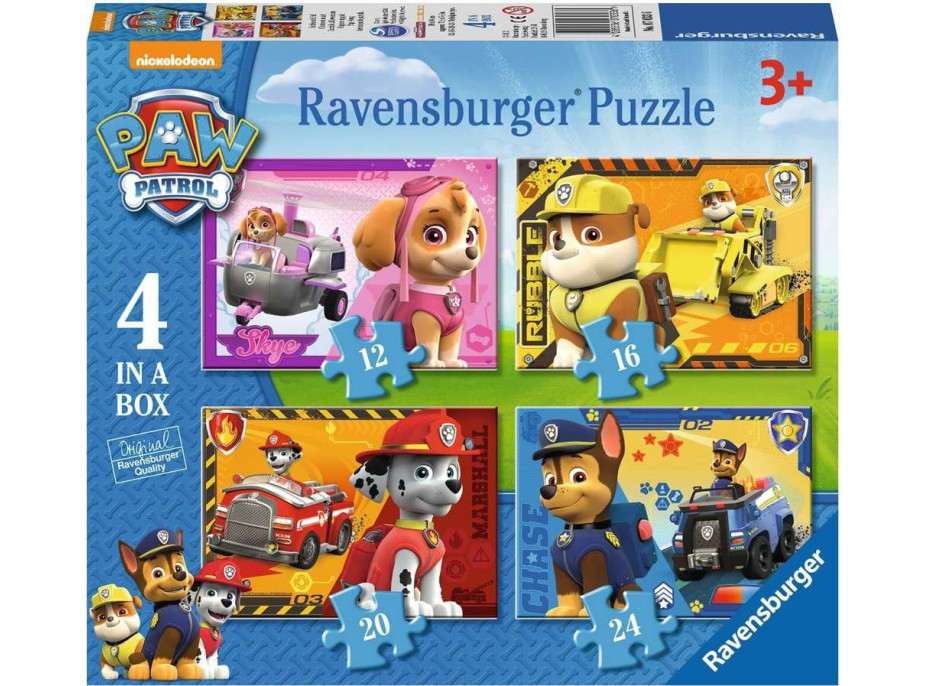 RAVENSBURGER Puzzle Tlapková patrola: Hrdinové 4v1 (12,16,20,24 dílků)