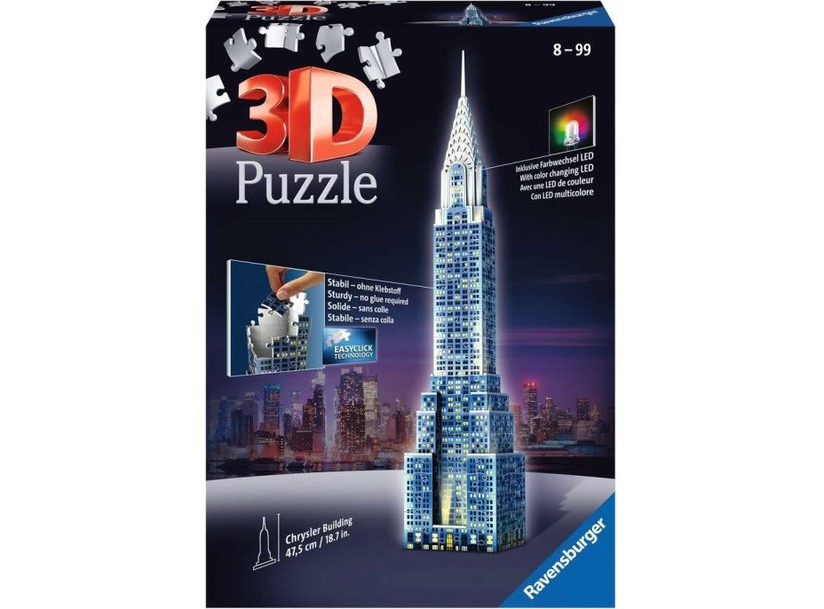 RAVENSBURGER Svítící 3D puzzle Noční edice Chrysler Building 216 dílků