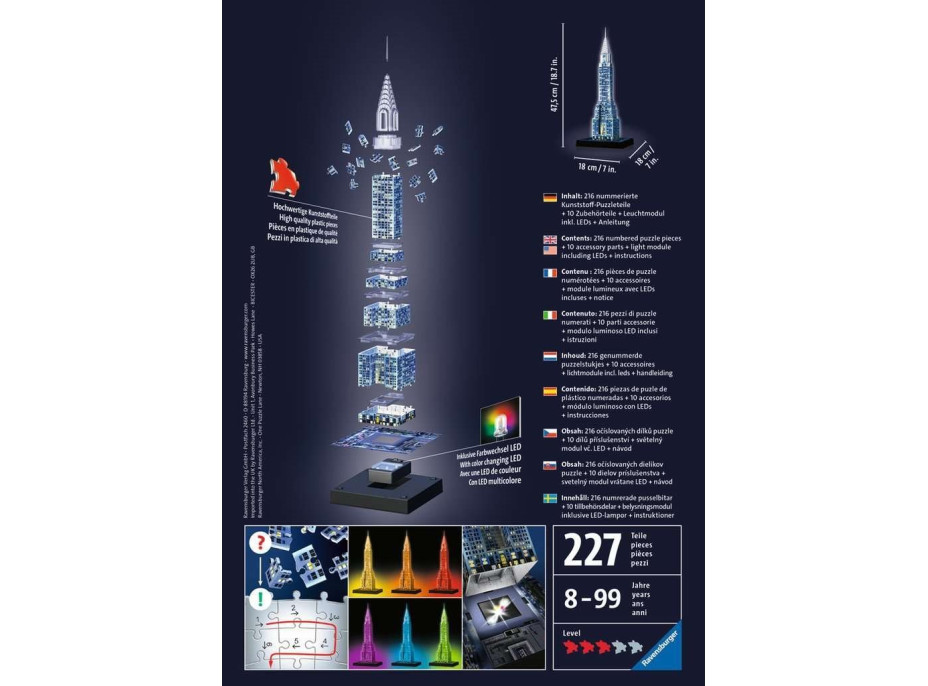 RAVENSBURGER Svítící 3D puzzle Noční edice Chrysler Building 216 dílků