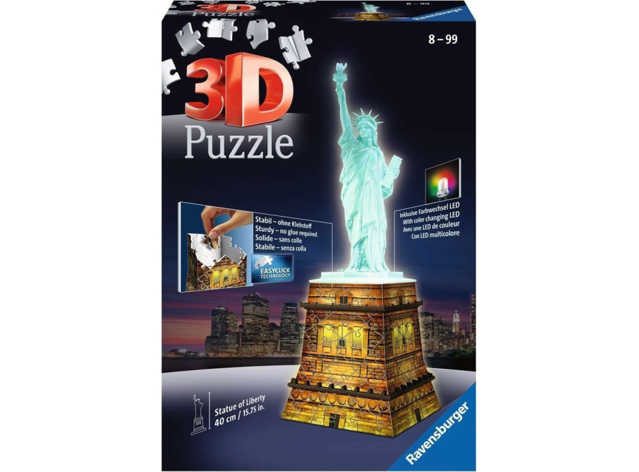 RAVENSBURGER Svítící 3D puzzle Noční edice Socha Svobody 108 dílků