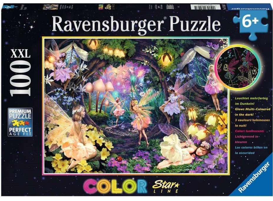 RAVENSBURGER Svítící puzzle Vílí les XXL 100 dílků