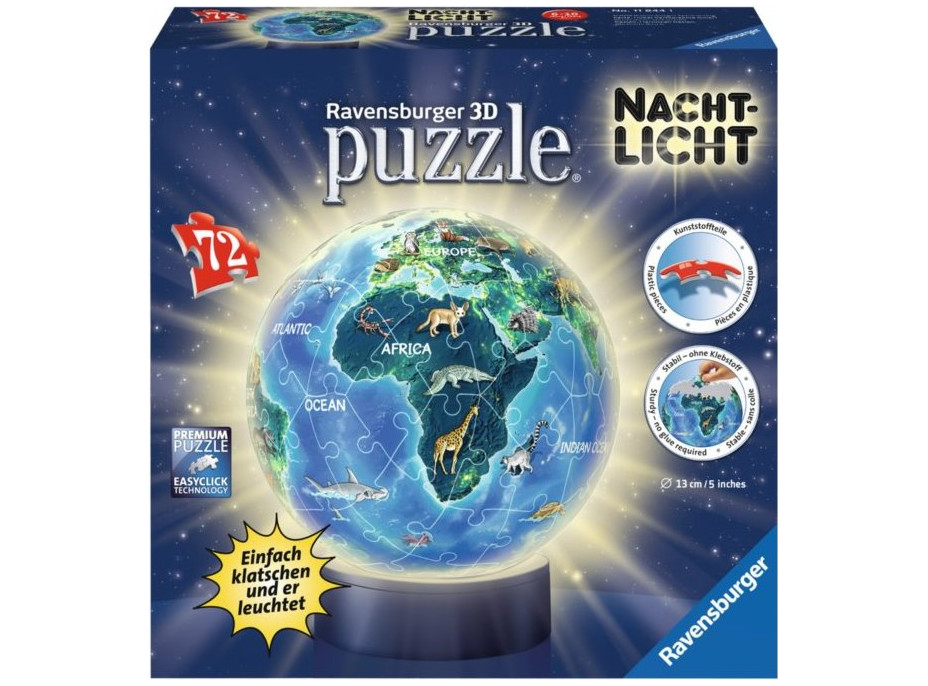 RAVENSBURGER Svítící puzzleball Noční globus 72 dílků