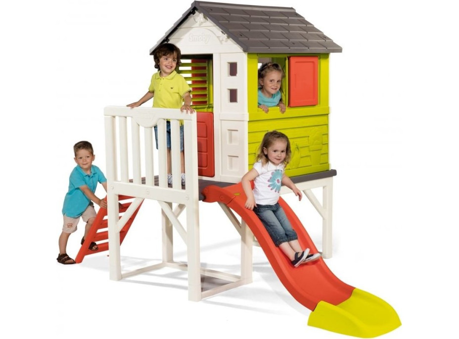 SMOBY Zahradní domeček na pilířích se skluzavkou