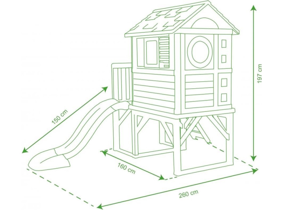 SMOBY Zahradní domeček na pilířích se skluzavkou