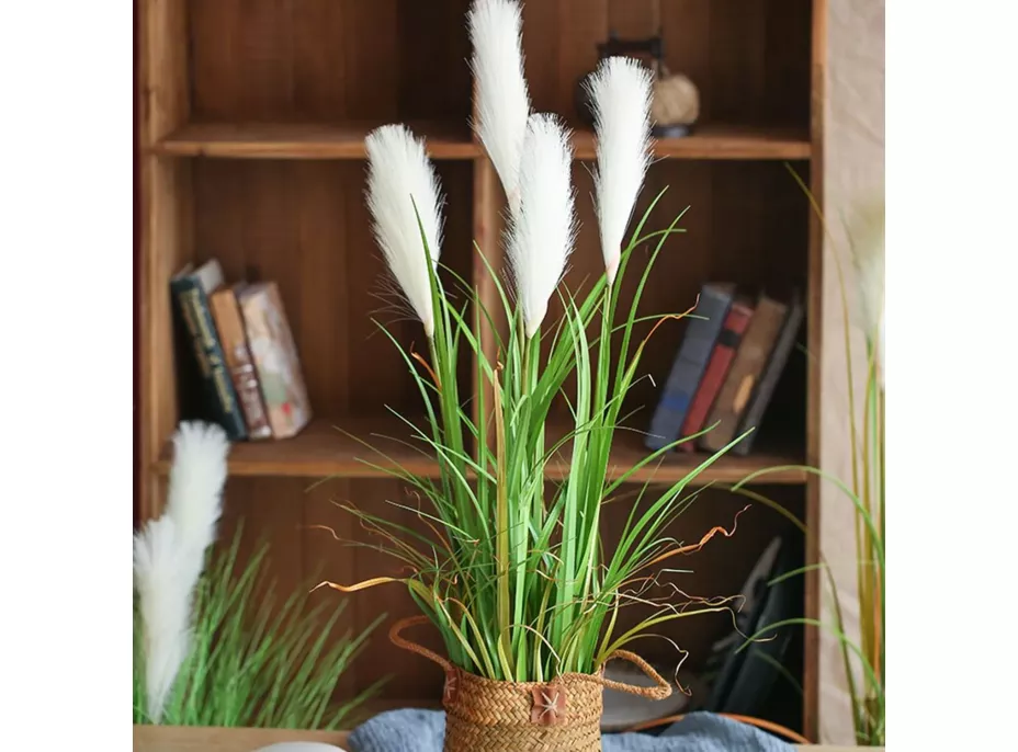 Umělá tráva pampová - 90 cm - ecru bílá