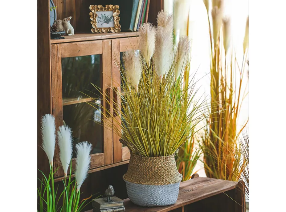 Umělá tráva pampová - 90 cm - ecru bílá