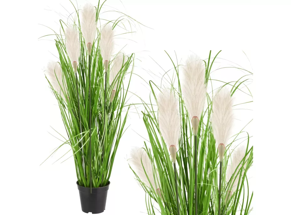 Umělá tráva pampová - 90 cm - ecru bílá