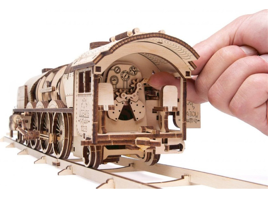 UGEARS 3D puzzle Lokomotiva V-Express s vagónem 538 dílků